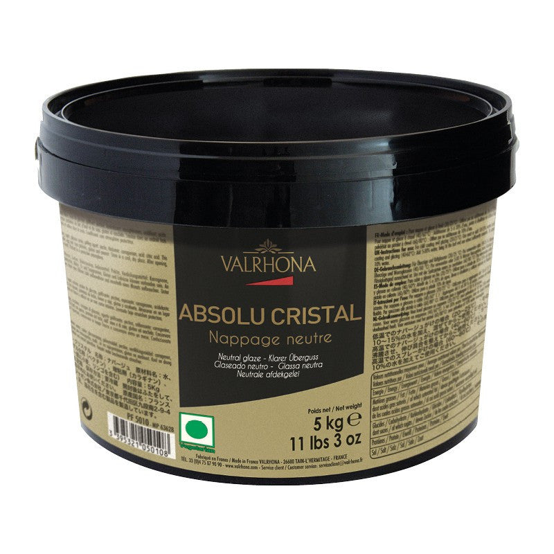 Valrhona Absolu Cristal chocolate ganache container on a white background
