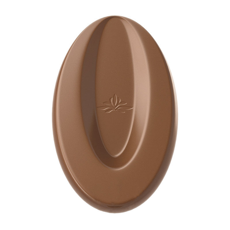 Brown oval-shaped object with a subtle design on a white background