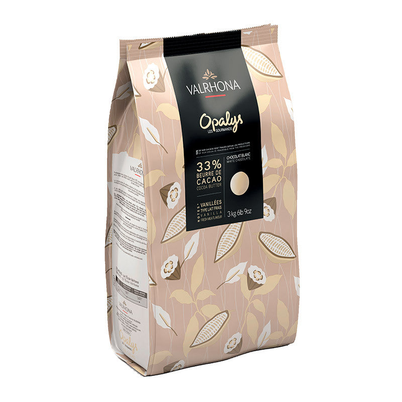 Valrhona Opalys chocolate packaging on a white background