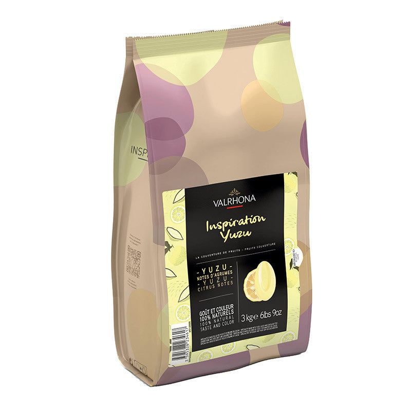 Valrhona yuzu chocolate packaging on a white background